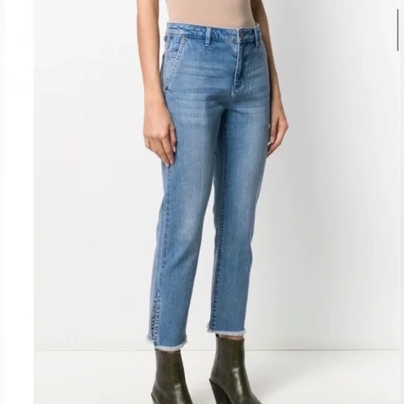 Michael Kors High Waist Frayed Hem Sky Blue Denim Jeans…Size 8 - Picture 3 of 11